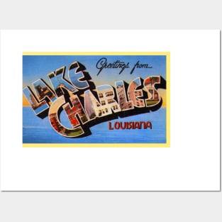 Greetings from Lake Charles, Louisiana - Vintage Large Letter Postcard Posters and Art